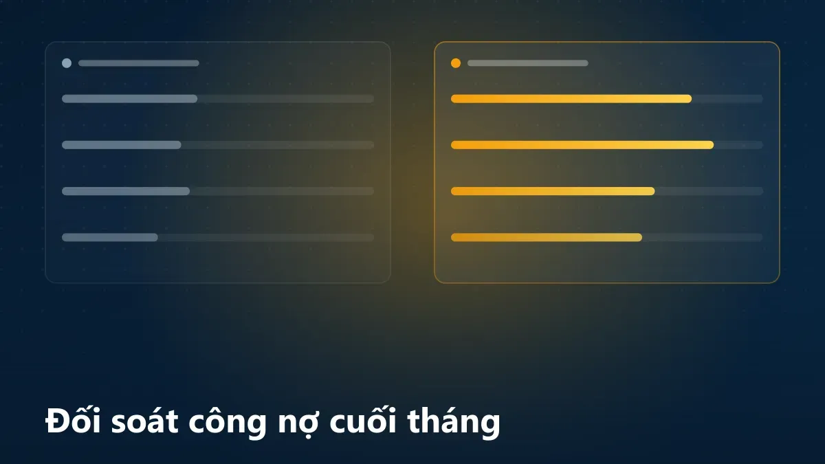 Hai cột số công nợ của nhà phân phối và của đại lý lệch nhau ở cuối kỳ, minh họa nhu cầu đối soát định kỳ