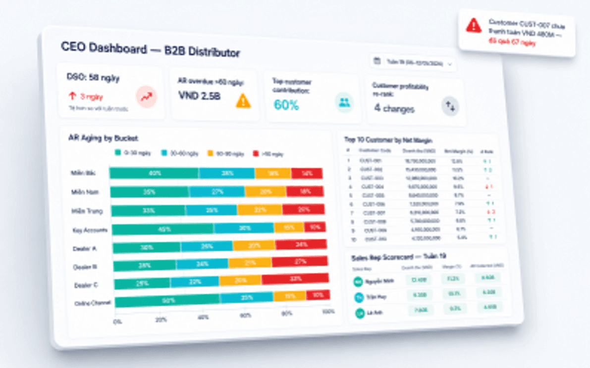 Nhà phân phối B2B - sample CEO dashboard mockup